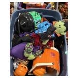 Tote of Halloween decorations, plush