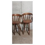 2 -damaged , round back swivel stools (bent and