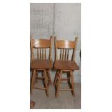 2, matching wooden swivel stools