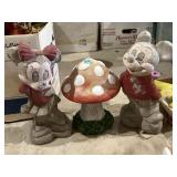 Stone Mickey & Minnie Mouse garden statues 12" &