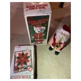 Roller skating Santa bear, saxophone Santa, latch