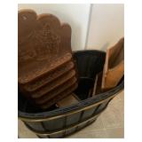 Wooden waste can wall hanging thimble holder and