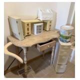 Table with Assorted Desk Organizers, Storage Bins