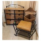 Wicker Basket Storage Cabinet, Matching Hamper &