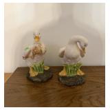 Pair of Duck Figurines with Grass Bases (One
