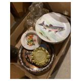 Collectors ashtrays, decorative dishes, and glass