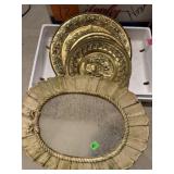 Vintage Brass Embossed Wall Plates and Oval