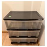 3-Drawer Wide Plastic Storage Drawer