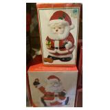2 hand painted ceramic Santa cookie jars