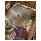 Flat of decorative, serving dishes, and pitchers