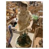 Plaster girl, lawn ornament 25 inches tall