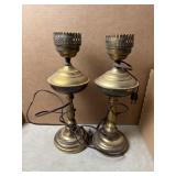 Pair of Vintage Brass Electric Lamps