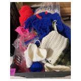 Variety of different color yarns and knitted