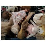 Tote of vintage dolls