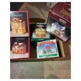 Miniature porcelain Christmas village buildings