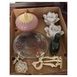 Light catchers, green glass, & assorted