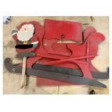 Large Santa Sleigh Yard Decoration, wooden