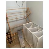 Laundry lot, including drying racks and laundry