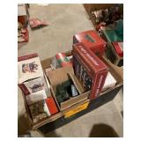 Large box full of Christmas decor