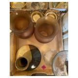 Decorative Vase Lot ï¿½ (2) Amber Glass Vases w/