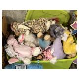 Lidded tote stuffed with Easter plush toys
