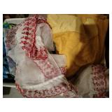 Vintage curtains tablecloths blankets
