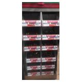 Stackable plastic bolt bins with hex cap screws,