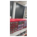 Set of 3 red 5 drawer nut and bolt organizers