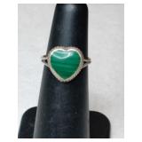 Silver Navajo turquoise green Stone ring    size