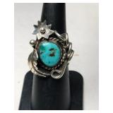 Silver Navajo turquoise ring marked WG. size 5.5