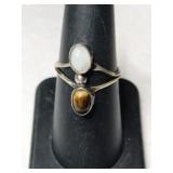 Silver Navajo Whitestone tiger eye Ring size 6.5.
