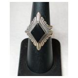 Silver southwestern black onyx Ring marked
