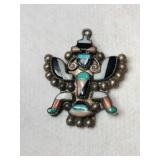 Silver zuni knife Wing  multicolor pendant