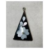 Silver native American mother of pearl black onyx