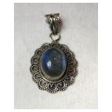 Silver Navajo blue stone pendant marked 925