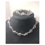 Silvertone clearstone necklace matching bracelet