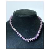 Chunky raw Amethyst chip necklace goldtone