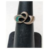 Silver Navajo turquoise Stone ring    marked
