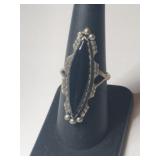 Silver native American black onyx ring marked