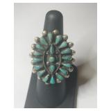 Silver zuni turquoise cluster ring size 5.