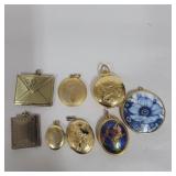9 lockets all unmarked and not gold or silver