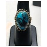 Silver native American turquoise ring size 6