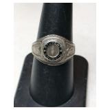 Silver student council ring marked Sterling "Bala