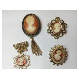 Gold tone Cameo brooches