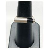 Silver art deco black onyx ring marked Sterling