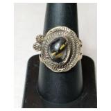 Silver Navajo tiger eye stone Ring .    Size 8.5
