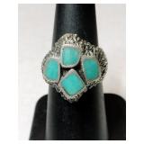 Silver Navajo turquoise Ring marked Sterling.