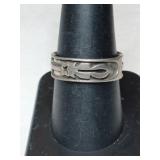Silver native American band ring  marked 925 size