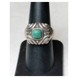 Silver native American turquoise ring  marked 925