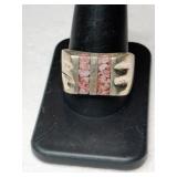 Silver native American Coral ring  marked Mexico